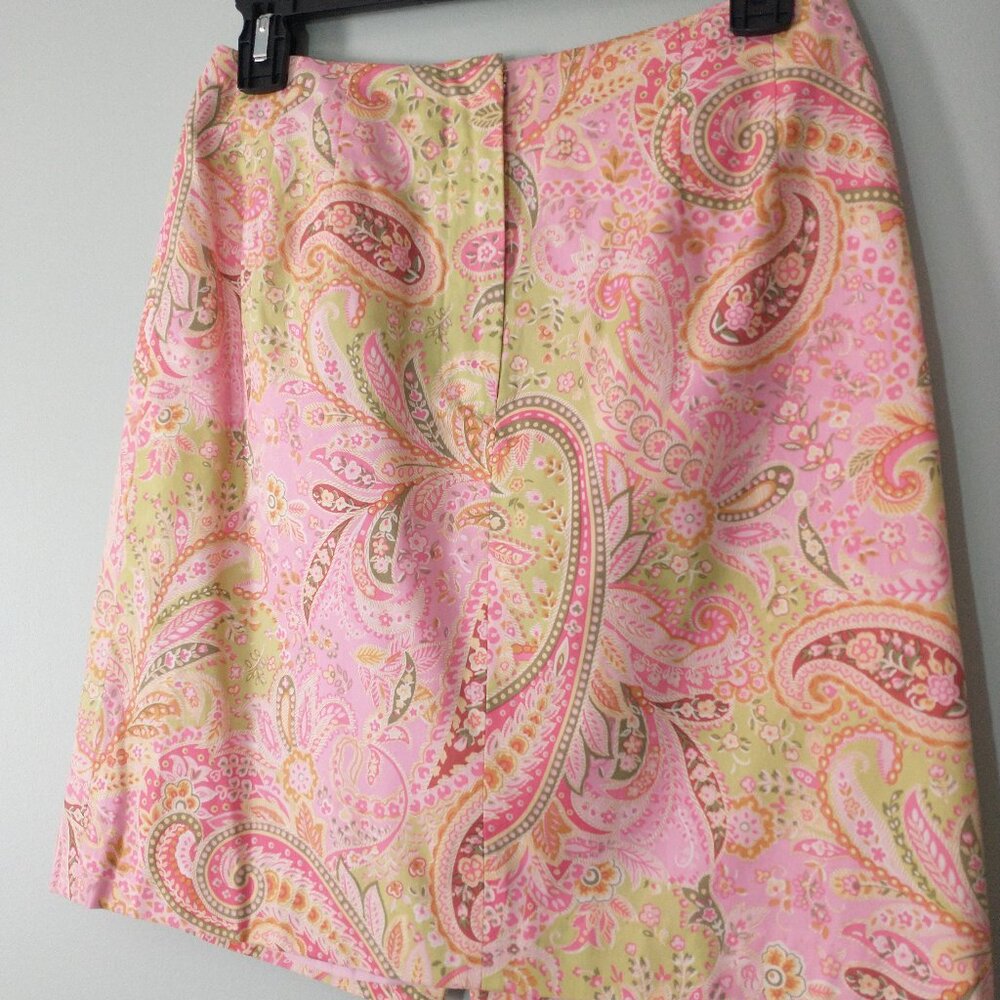 NWOT Talbots Pink & Green Paisley Skirt Size 4P